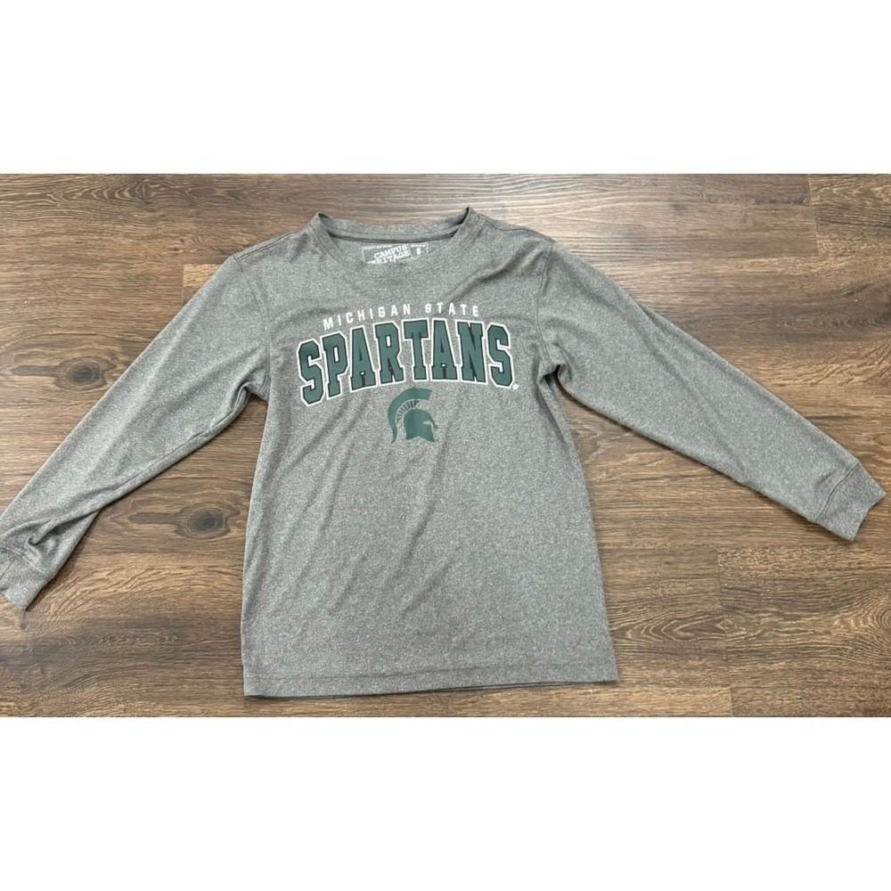 Campus Heritage Michigan State Spartans Youth S 8-10 Gray Long Sleeve Shirt
